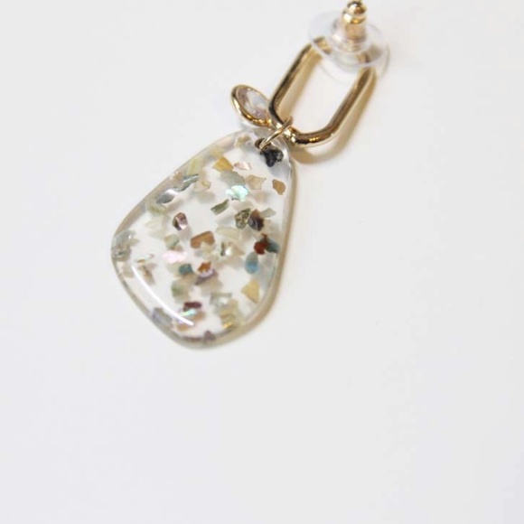 Transparent Sparkle Geometric Drop Earrings - Picture 4 of 4